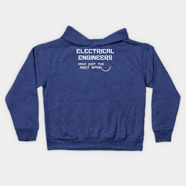 Electrical Engineering Right Spark White Text Kids Hoodie by Barthol Graphics